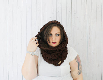 Crochet Pattern x The Bailey Cowl, Hooded Cowl Scarf, 3 Versions Included